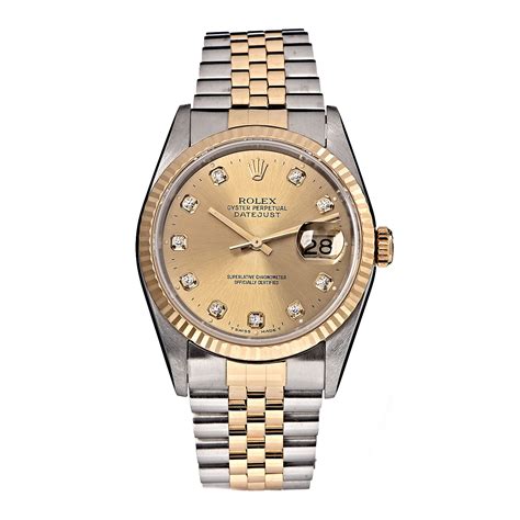 ladies gold and stainless rolex with diamond basel|rolex oystersteel gold watch.